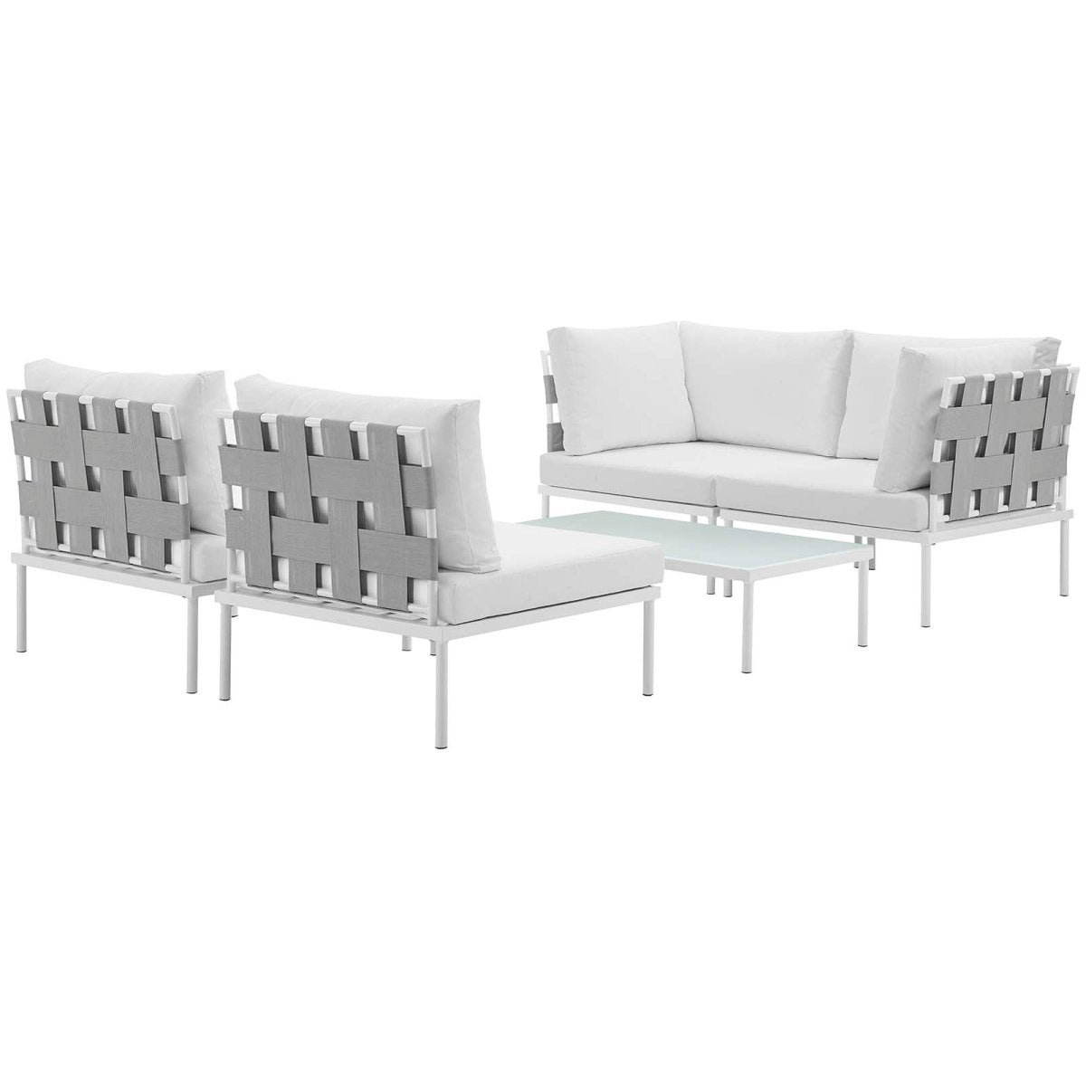 Harmony 5 Piece Outdoor Patio Aluminum Sectional Sofa Set & Armless Chair - BUILDMYPLACE