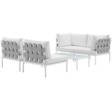 Harmony 5 Piece Outdoor Patio Aluminum Sectional Sofa Set & Armless Chair - BUILDMYPLACE