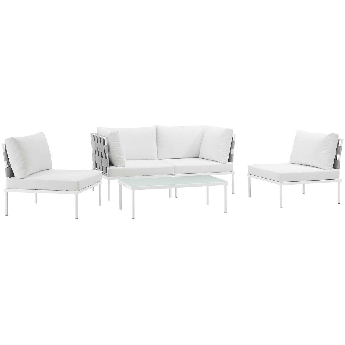 Harmony 5 Piece Outdoor Patio Aluminum Sectional Sofa Set & Armless Chair - BUILDMYPLACE