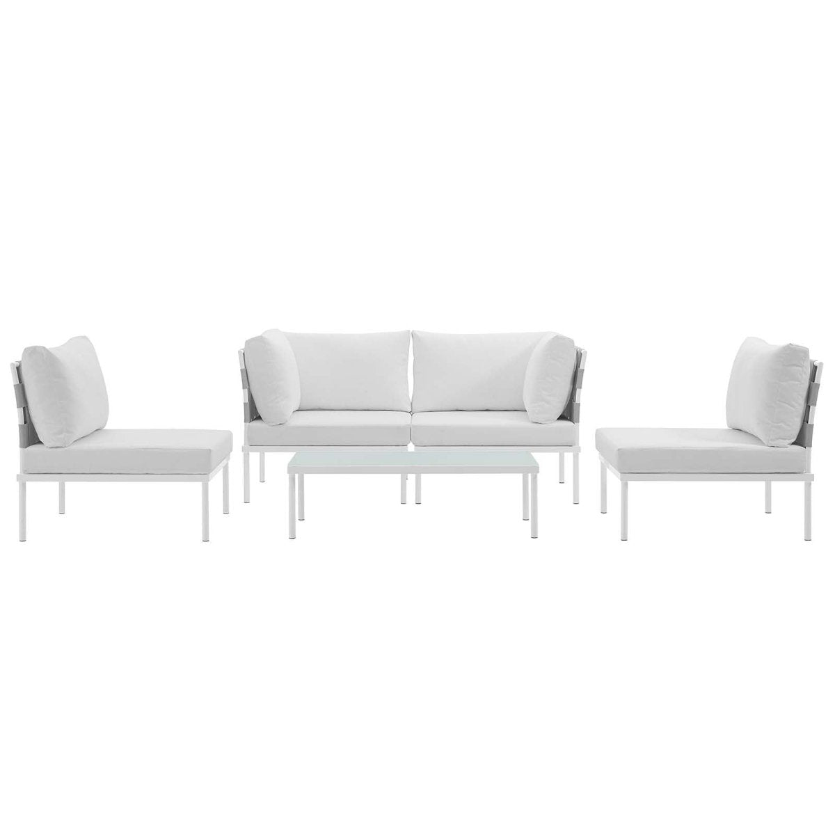 Harmony 5 Piece Outdoor Patio Aluminum Sectional Sofa Set & Armless Chair - BUILDMYPLACE