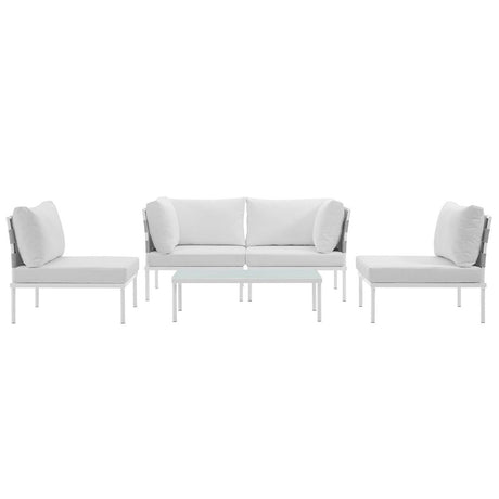 Harmony 5 Piece Outdoor Patio Aluminum Sectional Sofa Set & Armless Chair - BUILDMYPLACE