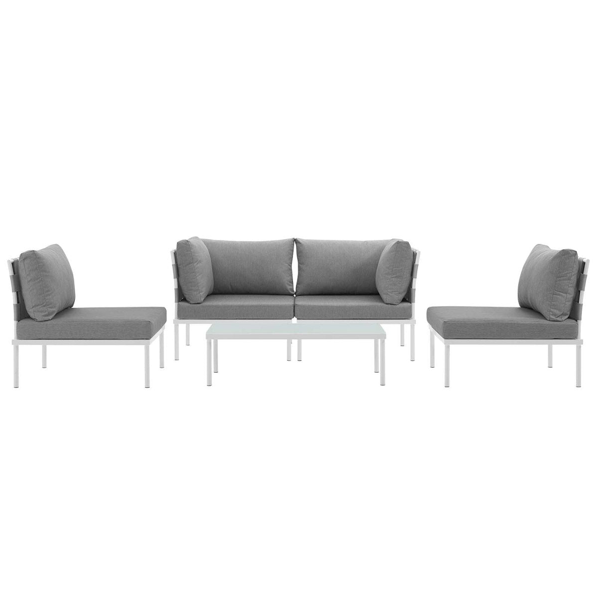 Harmony 5 Piece Outdoor Patio Aluminum Sectional Sofa Set & Armless Chair - BUILDMYPLACE