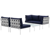 Harmony 5 Piece Outdoor Patio Aluminum Sectional Sofa Set & Armless Chair - BUILDMYPLACE