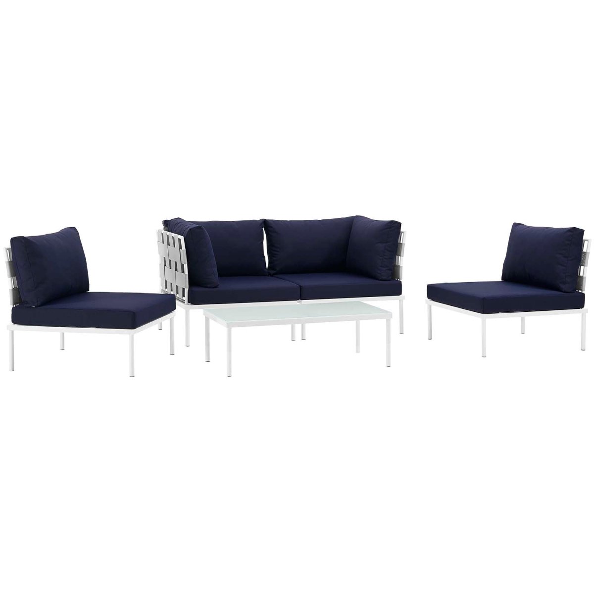 Harmony 5 Piece Outdoor Patio Aluminum Sectional Sofa Set & Armless Chair - BUILDMYPLACE