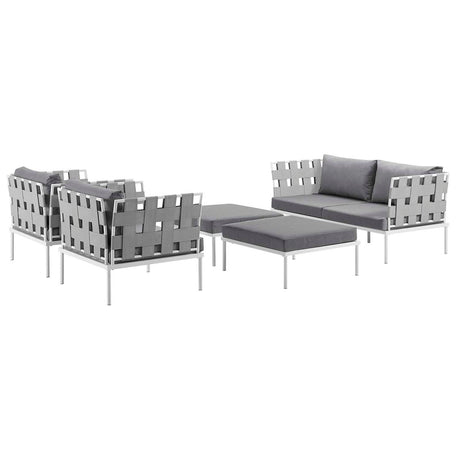 Harmony 5 Piece Outdoor Patio Aluminum Sectional Sofa Set & Ottoman - BUILDMYPLACE