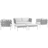 Harmony 5 Piece Outdoor Patio Aluminum Sectional Sofa Set & Ottoman - BUILDMYPLACE