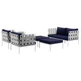 Harmony 5 Piece Outdoor Patio Aluminum Sectional Sofa Set & Ottoman - BUILDMYPLACE