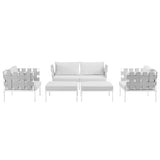 Harmony 5 Piece Outdoor Patio Aluminum Sectional Sofa Set & Ottoman - BUILDMYPLACE