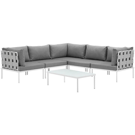 Harmony 6 Piece Outdoor Patio Aluminum Sectional Sofa Set W/ Cofee Table - BUILDMYPLACE