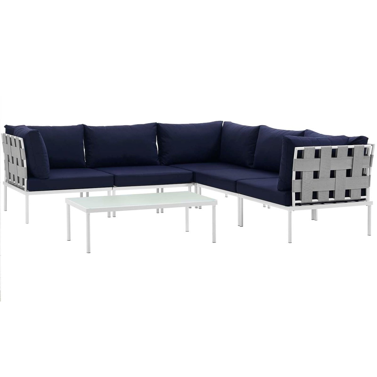 Harmony 6 Piece Outdoor Patio Aluminum Sectional Sofa Set W/ Cofee Table - BUILDMYPLACE