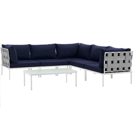 Harmony 6 Piece Outdoor Patio Aluminum Sectional Sofa Set W/ Cofee Table - BUILDMYPLACE