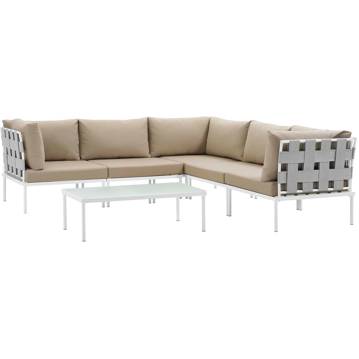 Harmony 6 Piece Outdoor Patio Aluminum Sectional Sofa Set W/ Cofee Table - BUILDMYPLACE