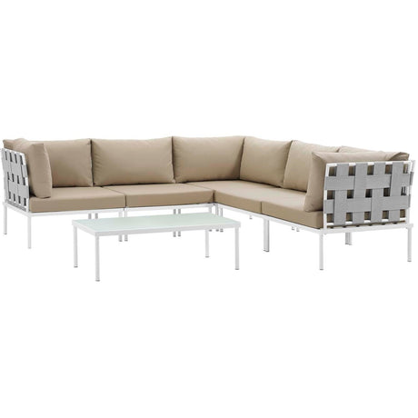 Harmony 6 Piece Outdoor Patio Aluminum Sectional Sofa Set W/ Cofee Table - BUILDMYPLACE