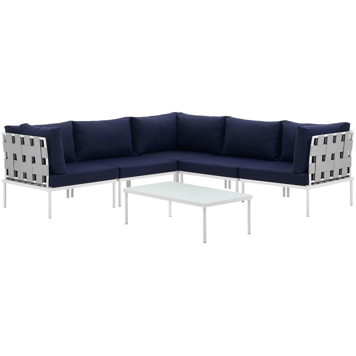 Harmony 6 Piece Outdoor Patio Aluminum Sectional Sofa Set W/ Cofee Table - BUILDMYPLACE