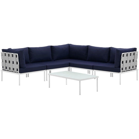 Harmony 6 Piece Outdoor Patio Aluminum Sectional Sofa Set W/ Cofee Table - BUILDMYPLACE