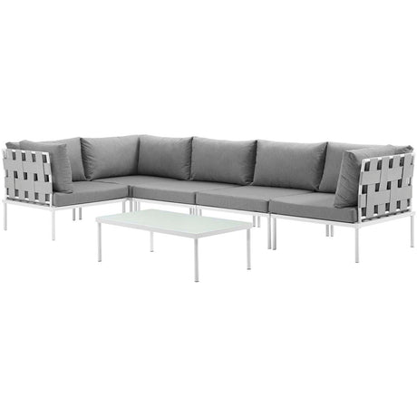 Harmony 6 Piece Outdoor Patio Aluminum Sectional Sofa Set W/ Cofee Table - BUILDMYPLACE