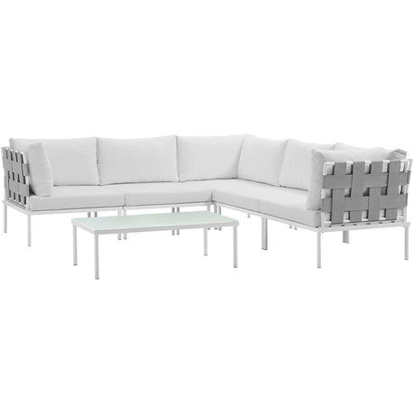 Harmony 6 Piece Outdoor Patio Aluminum Sectional Sofa Set W/ Cofee Table - BUILDMYPLACE