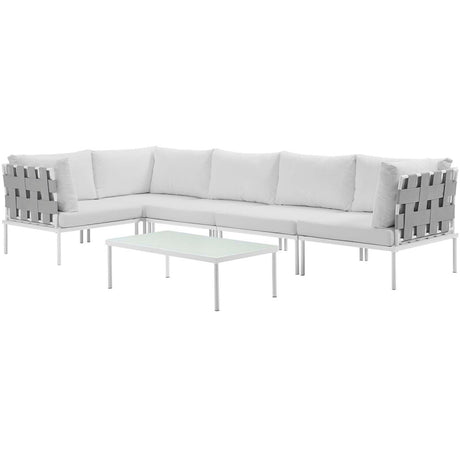 Harmony 6 Piece Outdoor Patio Aluminum Sectional Sofa Set W/ Cofee Table - BUILDMYPLACE