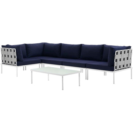 Harmony 6 Piece Outdoor Patio Aluminum Sectional Sofa Set W/ Cofee Table - BUILDMYPLACE