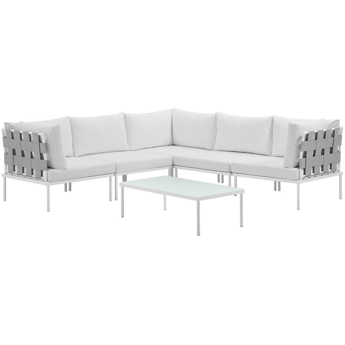 Harmony 6 Piece Outdoor Patio Aluminum Sectional Sofa Set W/ Cofee Table - BUILDMYPLACE