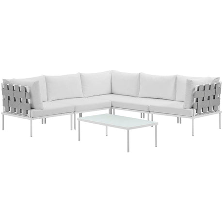 Harmony 6 Piece Outdoor Patio Aluminum Sectional Sofa Set W/ Cofee Table - BUILDMYPLACE