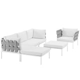 Harmony 6 Piece Outdoor Patio Aluminum Sectional Sofa Set W/ Ottoman - BUILDMYPLACE