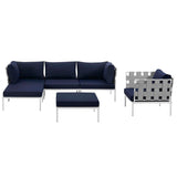 Harmony 6 Piece Outdoor Patio Aluminum Sectional Sofa Set W/ Ottoman - BUILDMYPLACE