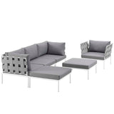 Harmony 6 Piece Outdoor Patio Aluminum Sectional Sofa Set W/ Ottoman - BUILDMYPLACE