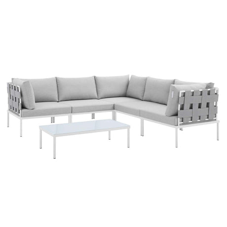 Harmony 6 - Piece Sunbrella Outdoor Patio Aluminum Sectional Sofa Set - BUILDMYPLACE