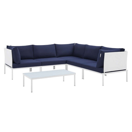 Harmony 6 - Piece Sunbrella Outdoor Patio Aluminum Sectional Sofa Set - BUILDMYPLACE