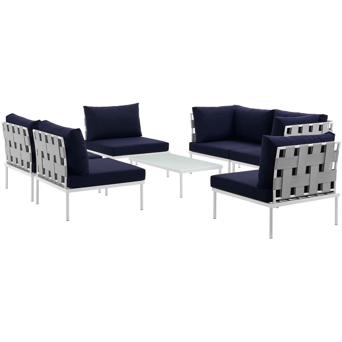 Harmony 7 Piece Outdoor Patio Aluminum Sectional Sofa Set - BUILDMYPLACE