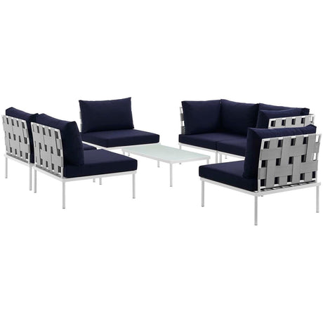 Harmony 7 Piece Outdoor Patio Aluminum Sectional Sofa Set - BUILDMYPLACE