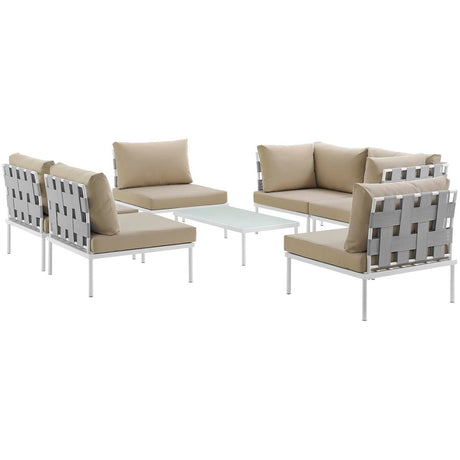 Harmony 7 Piece Outdoor Patio Aluminum Sectional Sofa Set - BUILDMYPLACE