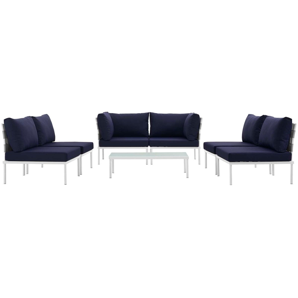 Harmony 7 Piece Outdoor Patio Aluminum Sectional Sofa Set - BUILDMYPLACE