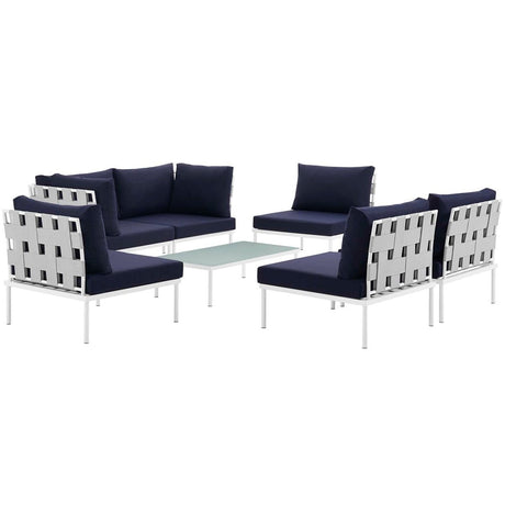 Harmony 7 Piece Outdoor Patio Aluminum Sectional Sofa Set - BUILDMYPLACE