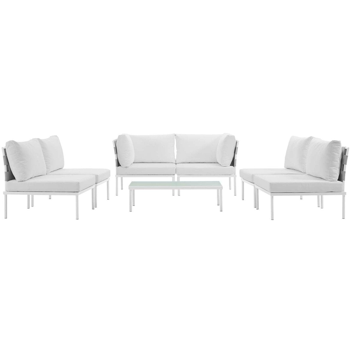 Harmony 7 Piece Outdoor Patio Aluminum Sectional Sofa Set - BUILDMYPLACE