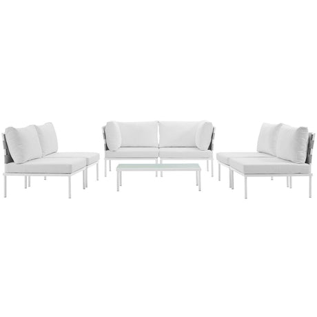 Harmony 7 Piece Outdoor Patio Aluminum Sectional Sofa Set - BUILDMYPLACE