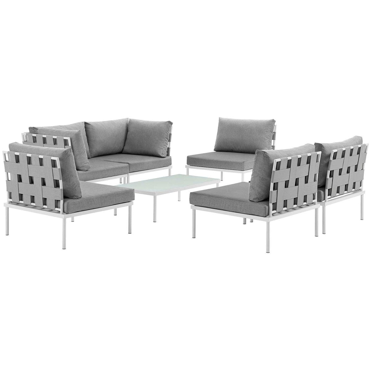Harmony 7 Piece Outdoor Patio Aluminum Sectional Sofa Set - BUILDMYPLACE