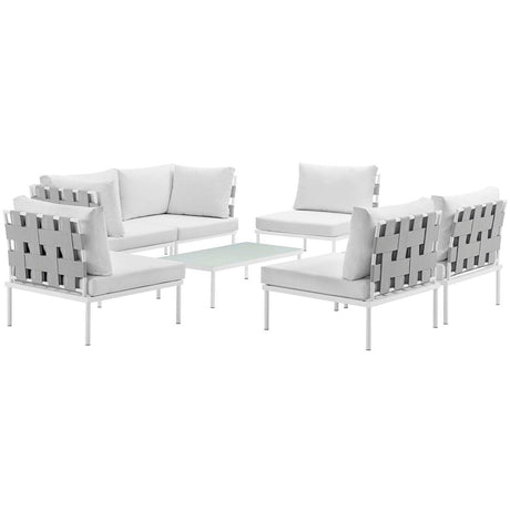 Harmony 7 Piece Outdoor Patio Aluminum Sectional Sofa Set - BUILDMYPLACE