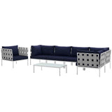 Harmony 7 Piece Outdoor Patio Aluminum Sectional Sofa Set W/ Armchair - BUILDMYPLACE