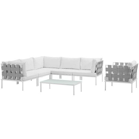 Harmony 7 Piece Outdoor Patio Aluminum Sectional Sofa Set W/ Armchair - BUILDMYPLACE