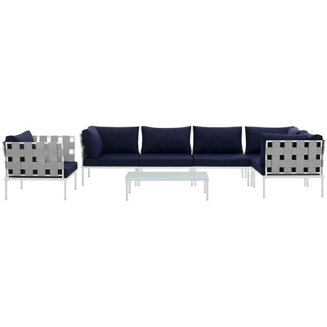 Harmony 7 Piece Outdoor Patio Aluminum Sectional Sofa Set W/ Armchair - BUILDMYPLACE