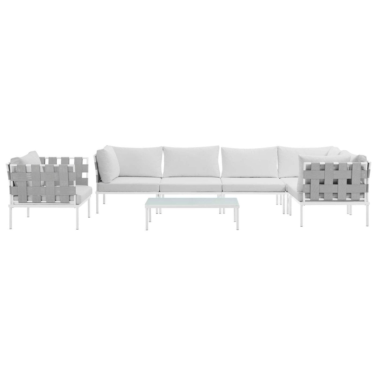 Harmony 7 Piece Outdoor Patio Aluminum Sectional Sofa Set W/ Armchair - BUILDMYPLACE