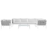 Harmony 7 Piece Outdoor Patio Aluminum Sectional Sofa Set W/ Armchair - BUILDMYPLACE
