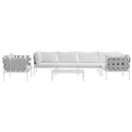Harmony 7 Piece Outdoor Patio Aluminum Sectional Sofa Set W/ Armchair - BUILDMYPLACE