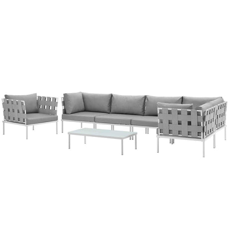 Harmony 7 Piece Outdoor Patio Aluminum Sectional Sofa Set W/ Armchair - BUILDMYPLACE