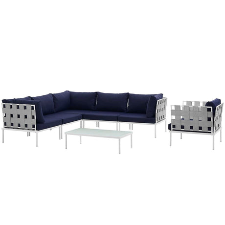 Harmony 7 Piece Outdoor Patio Aluminum Sectional Sofa Set W/ Armchair - BUILDMYPLACE