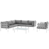 Harmony 7 Piece Outdoor Patio Aluminum Sectional Sofa Set W/ Armchair - BUILDMYPLACE