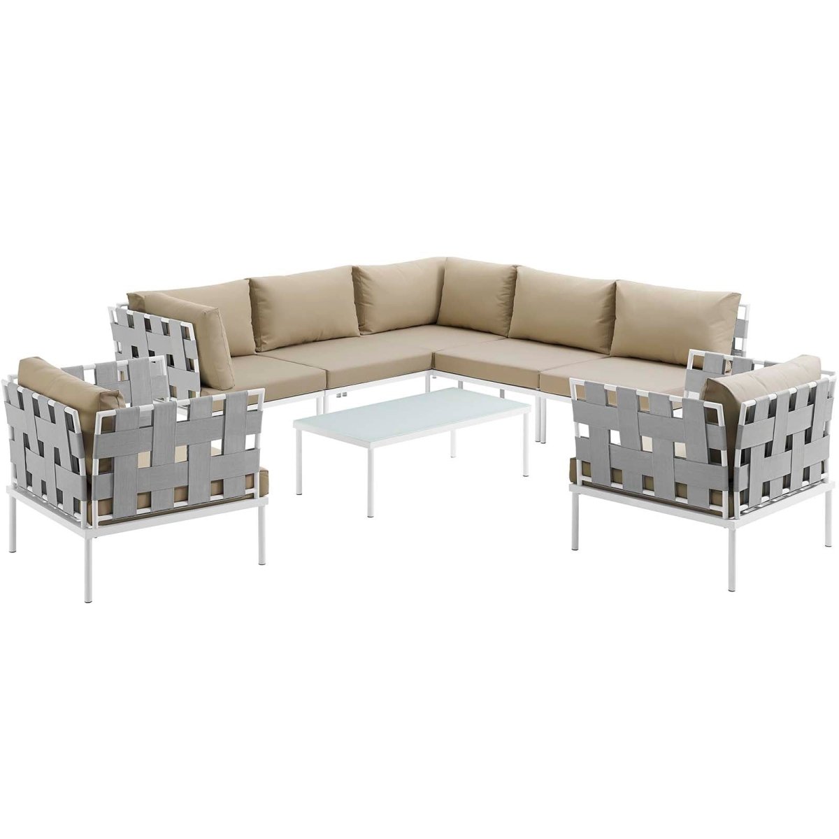 Harmony 8 Piece Outdoor Patio Aluminum Sectional Sofa Set - BUILDMYPLACE