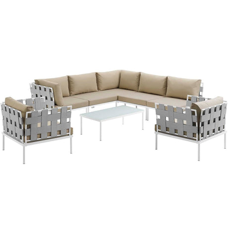 Harmony 8 Piece Outdoor Patio Aluminum Sectional Sofa Set - BUILDMYPLACE